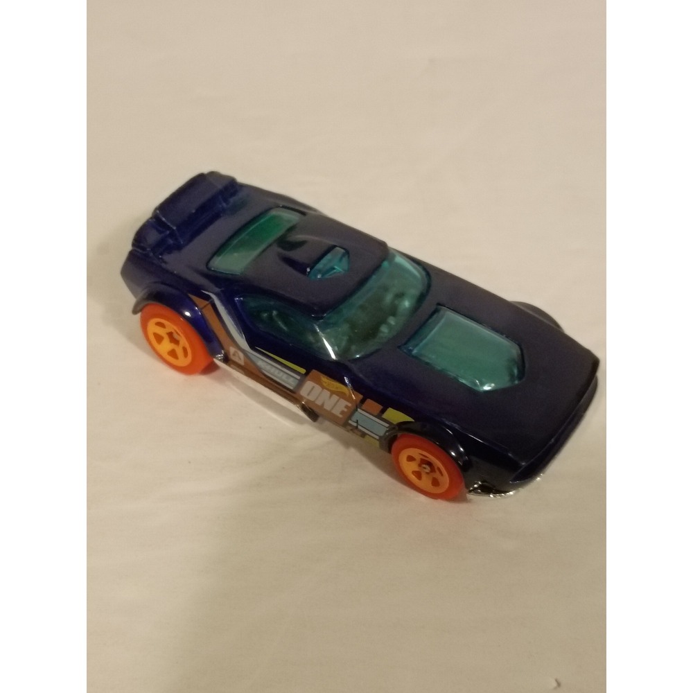 Hot Wheels Fast Fish Navy Blue Teal Windows Orange Wheels Loose 1/64 Scale Car